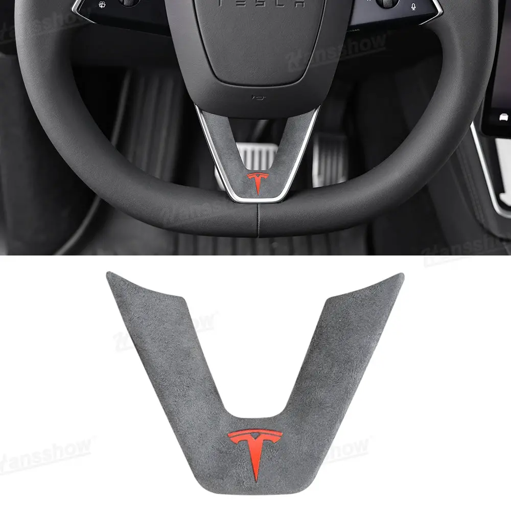 Model Y Juniper/3 Highland Alcantara Steering Wheel Lower Trim Cover With T Logo 1