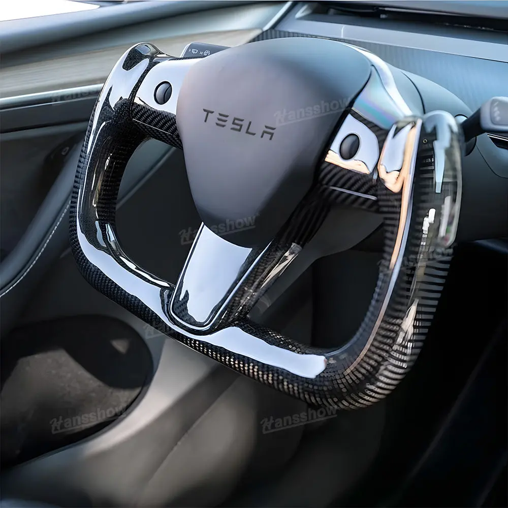 Tesla Model Y/3 Real Carbon Fiber Steering Wheel Yoke/F1 Style 1