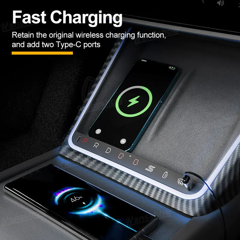 Model Y Juniper Center Console Wireless Charger With Ambient Light & Smart... 2