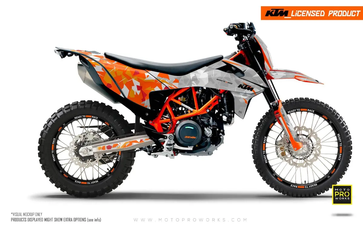 Ktm 690 Enduro Graphics - "Flake" (Orange/Grey) 1