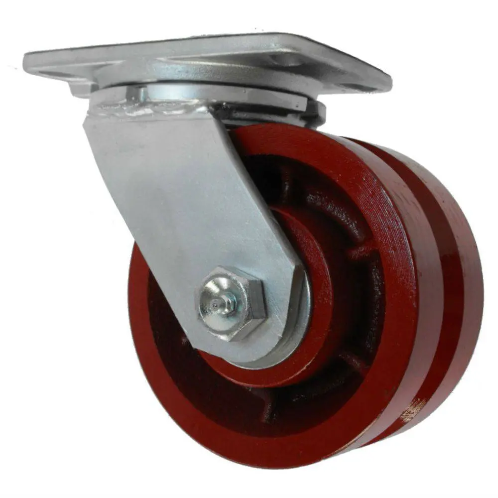 6" X 3" V-Groove Heavy Duty Ductile Steel Wheel Swivel Caster, 2,400 Lbs. Cap 1