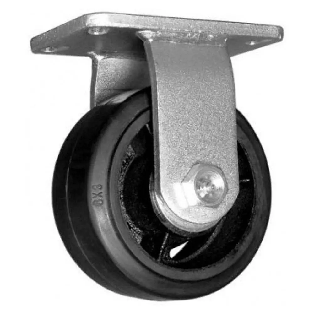 6" X 3" Moldon Rubber Rigid Caster Heavy Duty Forged Hard Steel, 750# Cap 1