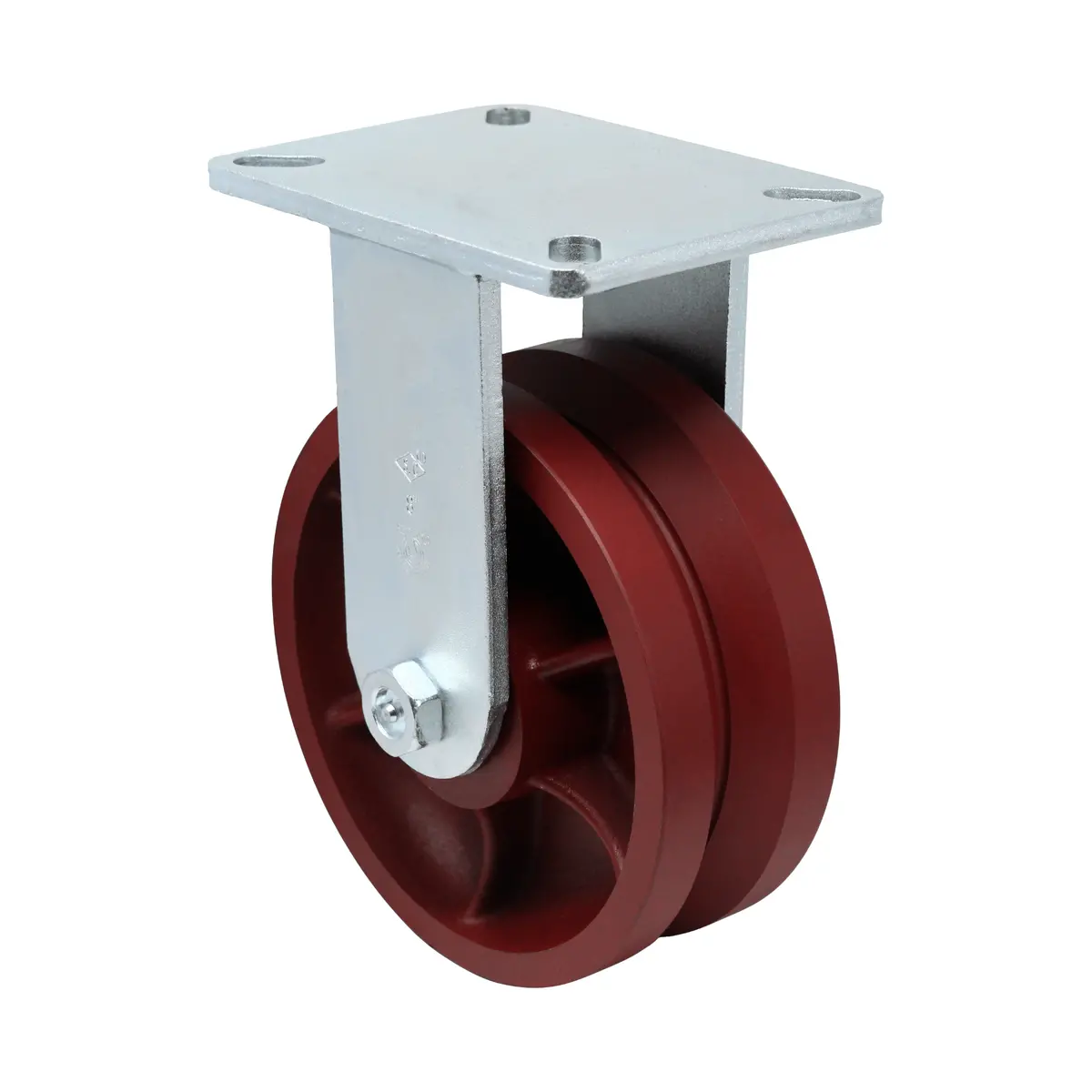 6" X 3" V-Groove Ductile Steel Rigid Caster Heavy Duty - 5,000 Lbs. Cap. 1