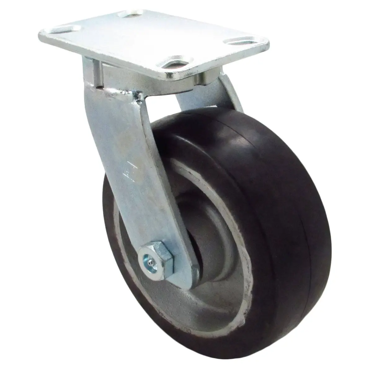 8" X 3" Supreme Rubber On Cast Iron Wheel Kingpinless Swivel Caster - 1000 Lbs. Capacity 1