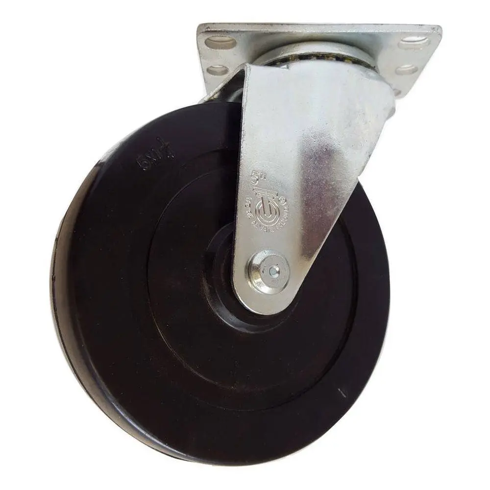 5" X 1-1/4" Soft Rubber Wheel Swivel Caster - 350 Lbs. Capacity 1