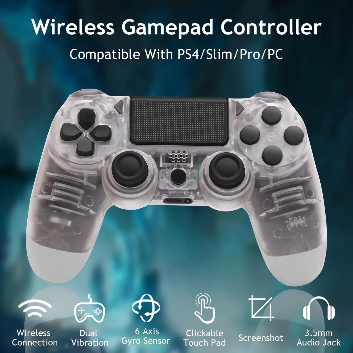 Comando Compativel Transparente Ps4/Pc - Novo 2