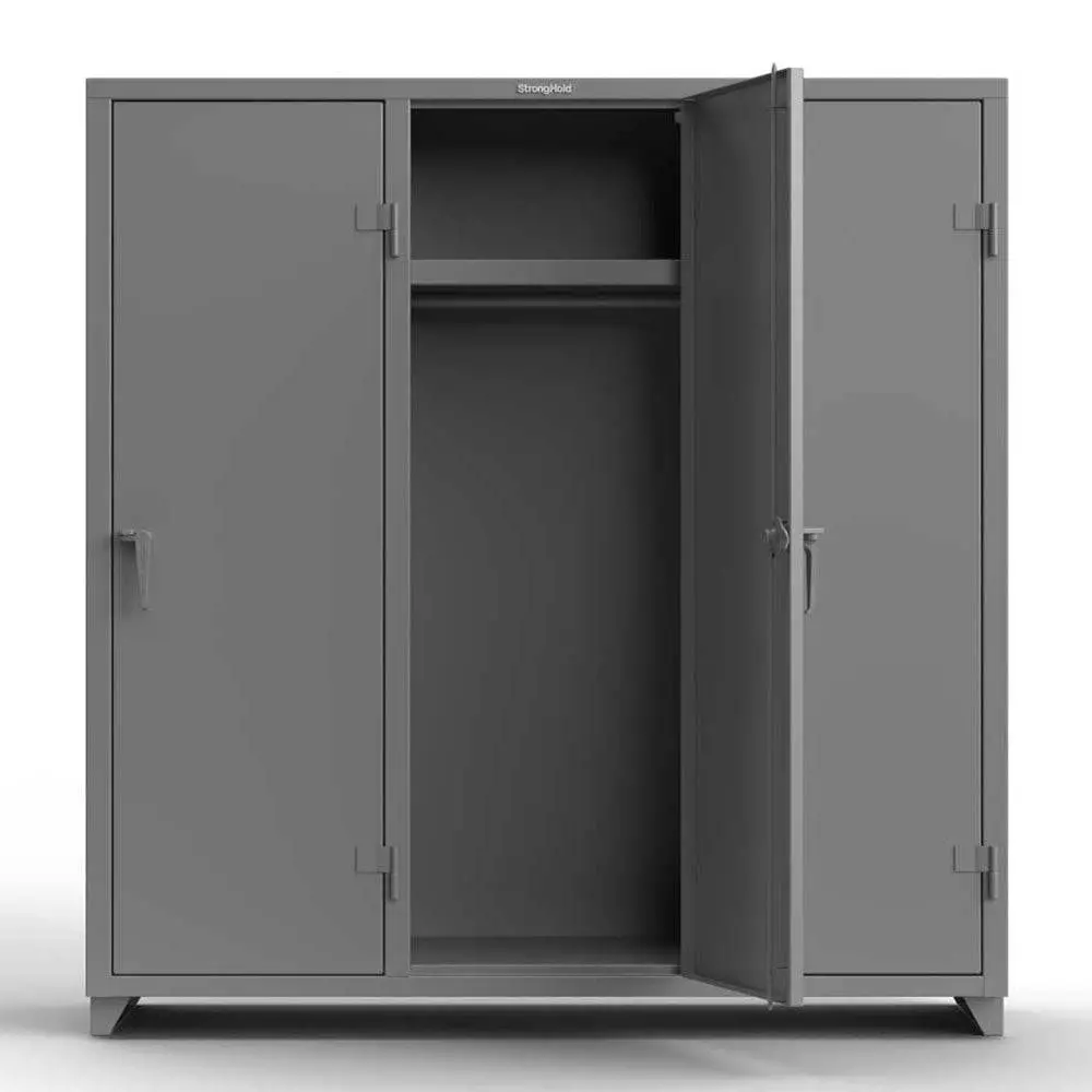Extra Heavy Duty 14 Ga Single-Tier Locker With Shelf And Hanger Rod, 3 Compartments - 72In. W X 24 In. D X 75 In. H 1
