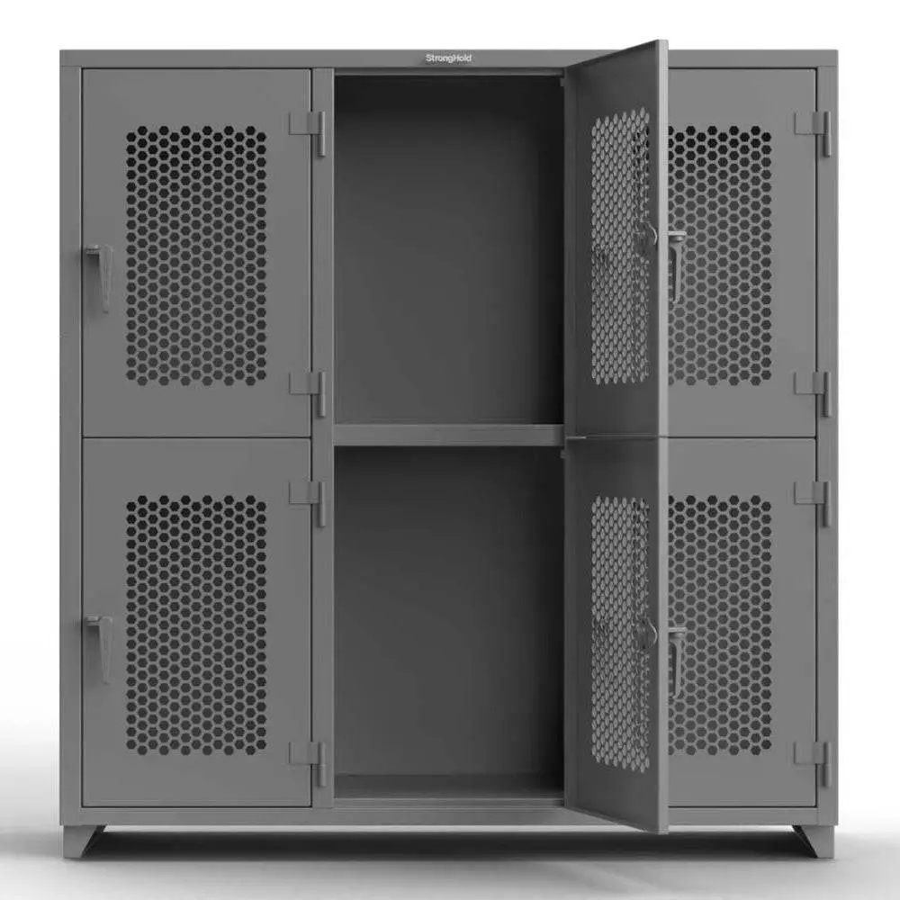 Extra Heavy Duty 14 Ga Double-Tier Ventilated Locker, 6 Compartments - 72 In. W X 24 In. D X 75 In. H 1