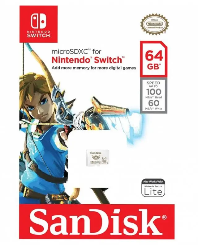 Cartão Memória Sandisk 64Gb Micro Sdxc Triforce Zelda Nintendo Switch 1