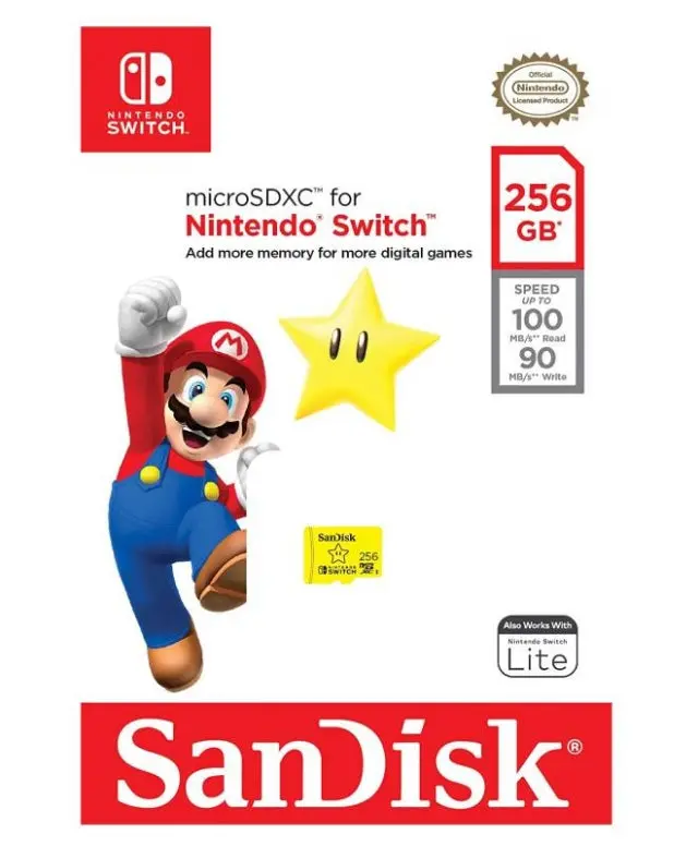 Cartão Memória Sandisk 256Gb Micro Sdxc Super Star Nintendo Switch 1