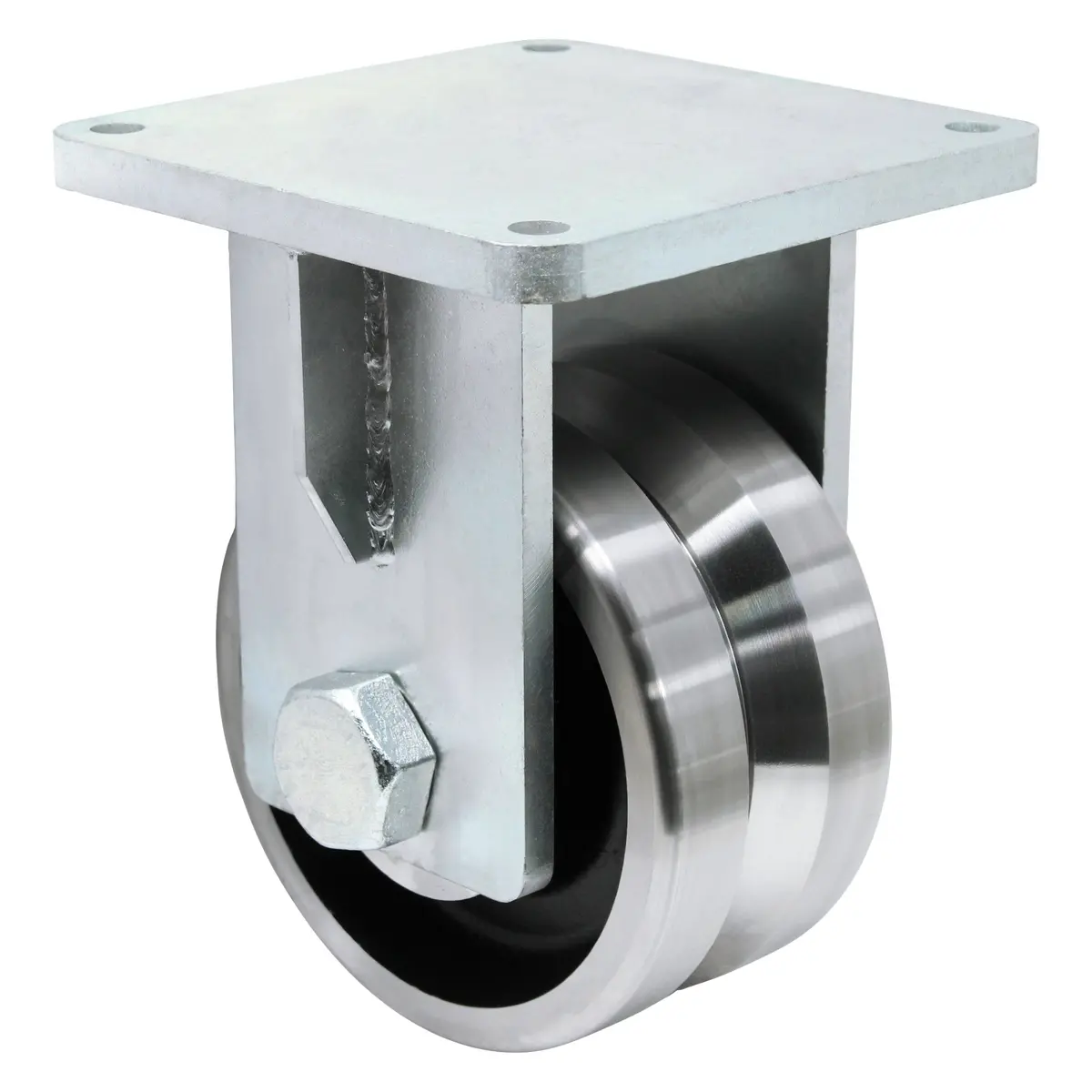 8" X 4" V-Groove Forged Steel Rigid Caster - 10,000 Lbs. Capacity 1
