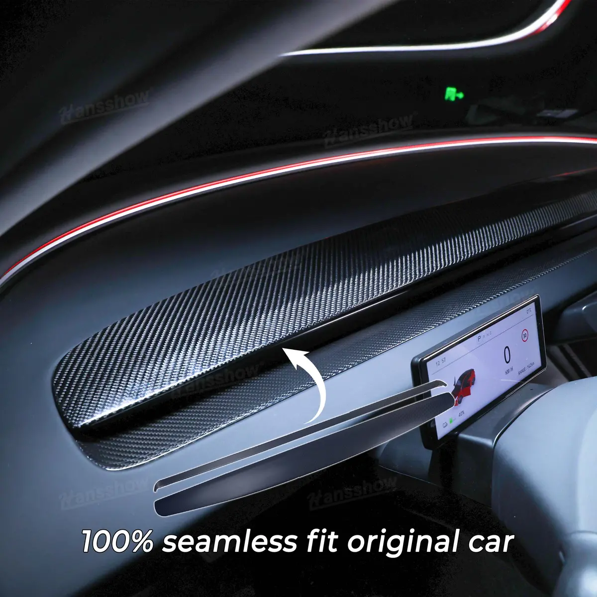Dashboard Panel Trim Replacement In Real Carbon Fiber For Tesla Model 3... 1