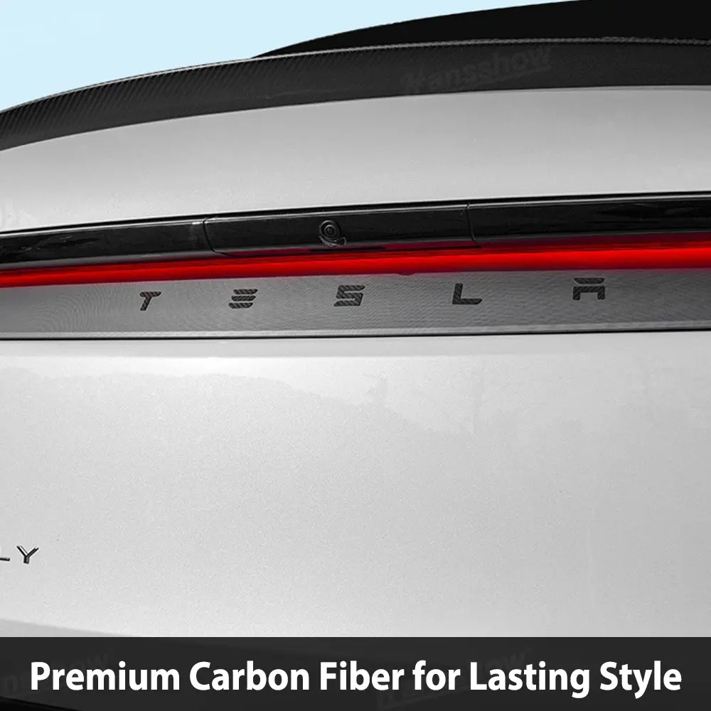 Model Y Juniper/3 Highland Tailgate Emblem Real Carbon Fiber T-E-S-L-A Trunk... 2