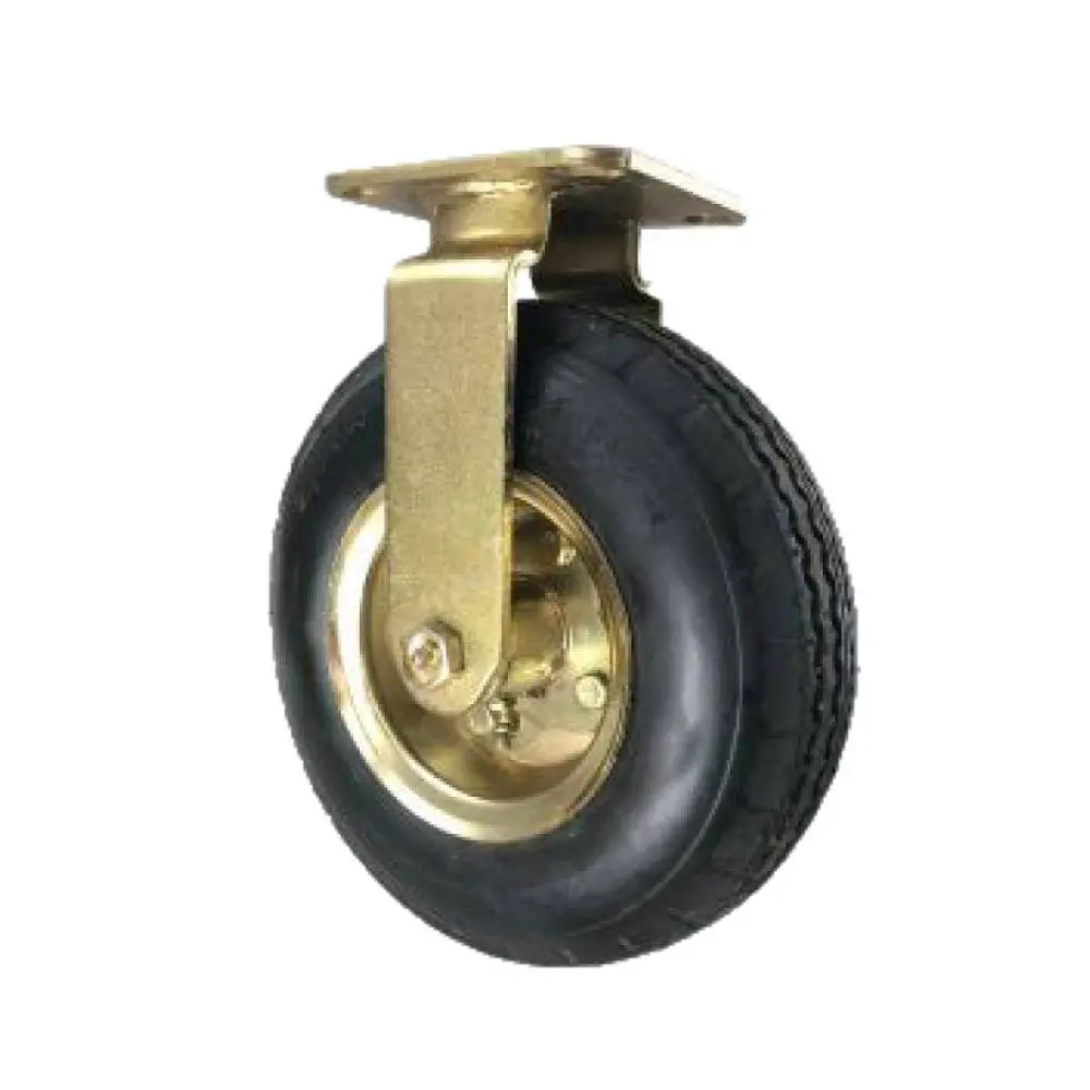 8" X 3" Pneumatic Wheel Brass Plated Rigid Caster - 250 Lbs. Cap 1