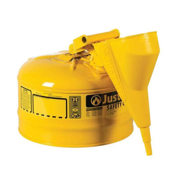 Type I Steel Safety Can, 2.5 Gal, S/S Flame Arrest, Self-Close Lid 2