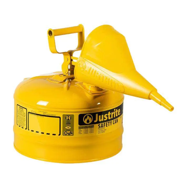 Type I Steel Safety Can, 2.5 Gal, S/S Flame Arrest, Self-Close Lid 1