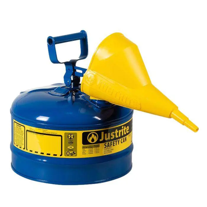 Type I Steel Safety Can, 2.5 Gal, S/S Flame Arrest, Self-Close Lid 1