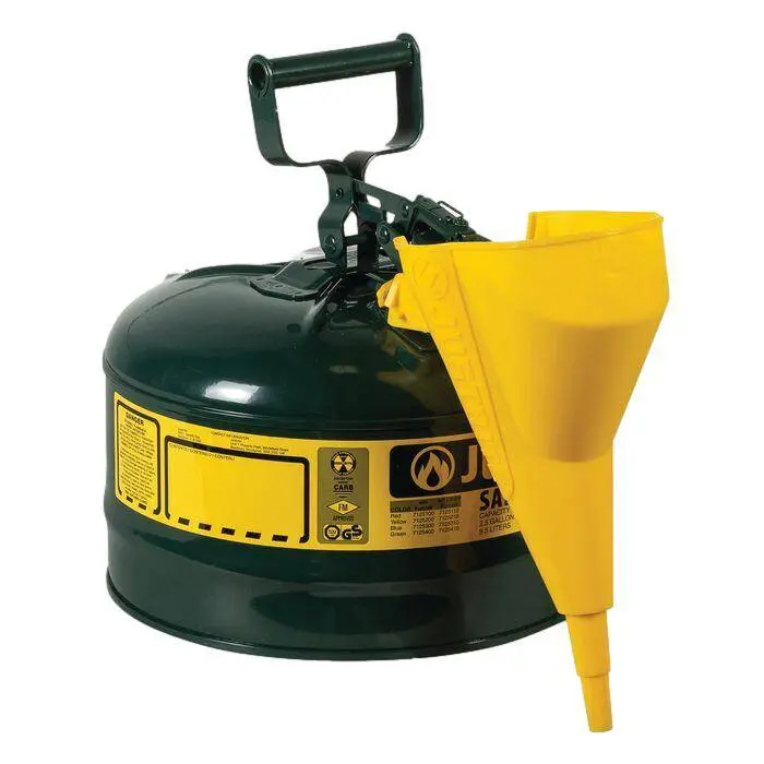 Type I Steel Safety Can, 2.5 Gal, S/S Flame Arrest, Self-Close Lid 2