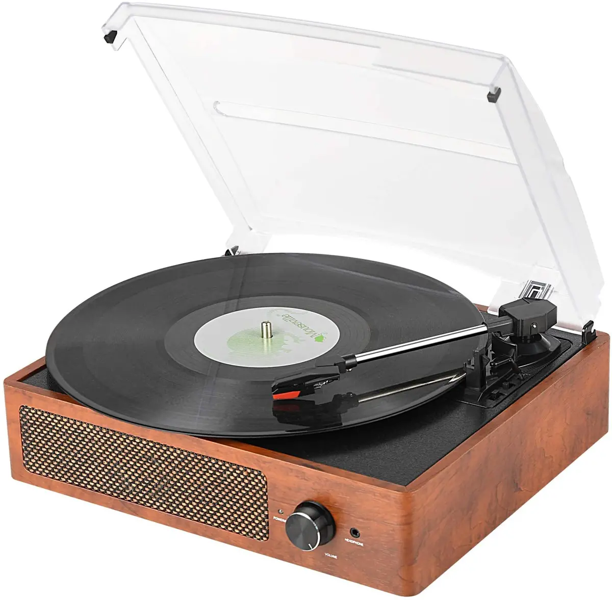 Gira-Discos Vinil Madeira Classico Com Alto-Falantes De 3 Velocidades 1