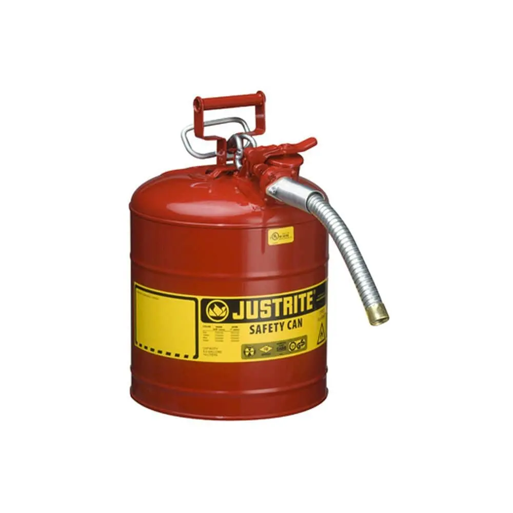 Type 2 Accuflow Steel Safety Can, 5 Gal, S/S Flame Arrest, 1" Hose,Red 1