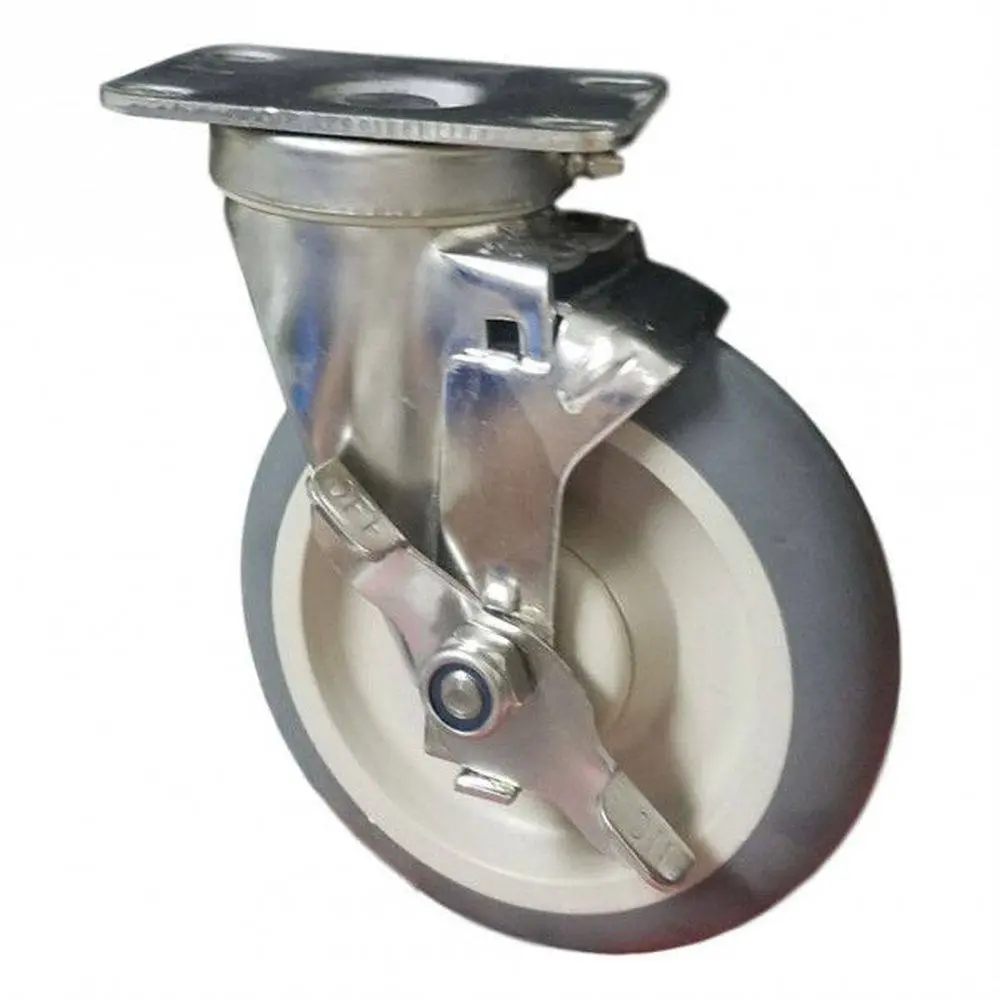 5" X 1-1/4" Thermo-Pro Wheel Swivel Caster S.S., Top Lock Brake, 300# Cap 1
