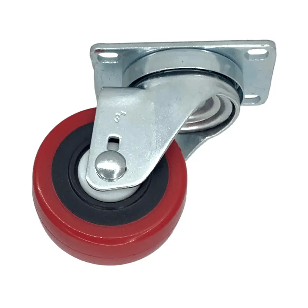 3" X 1-1/4" Poly Pro Wheel (Red) Swivel Caster- 300 Lbs. Capacity 1