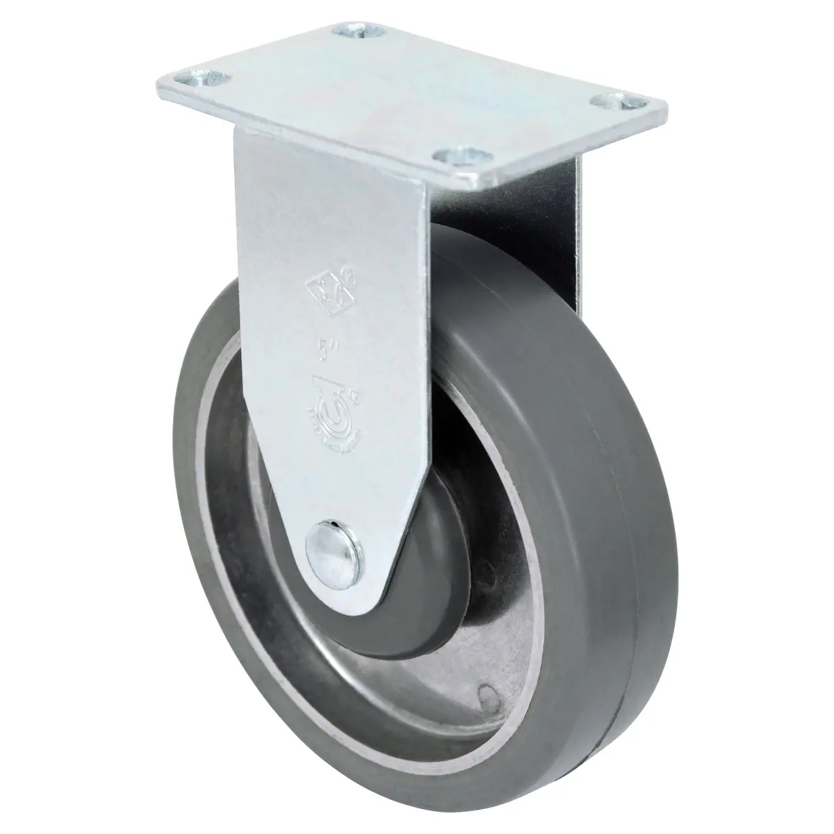 5" X 1-1/4" Mold-On Rubber Aluminum Wheel Rigid Caster - 325 Lbs. Capacity 1