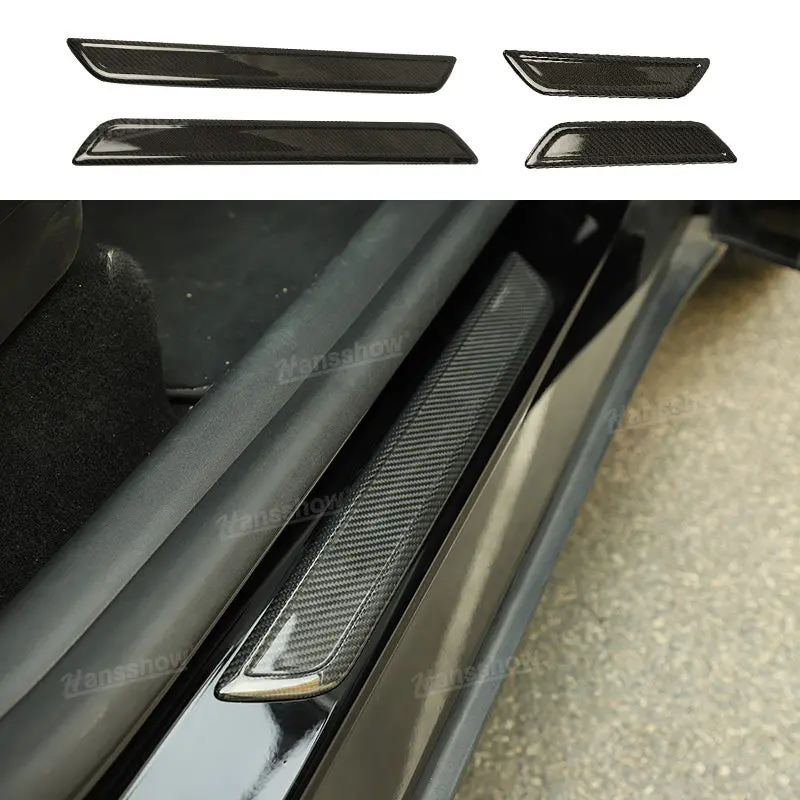 Tesla Model Y/3 Real Carbon Fiber Door Sill Covers Protector Welcome Pedal 1