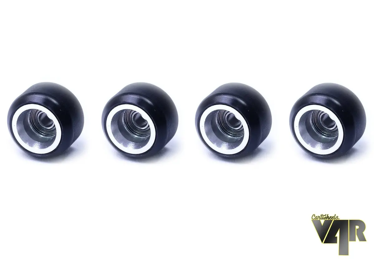 V4r Classic Aluminum Core Fingerboard Wheels By Cartwheels - Black With Silver Core (7.5Mm) 1