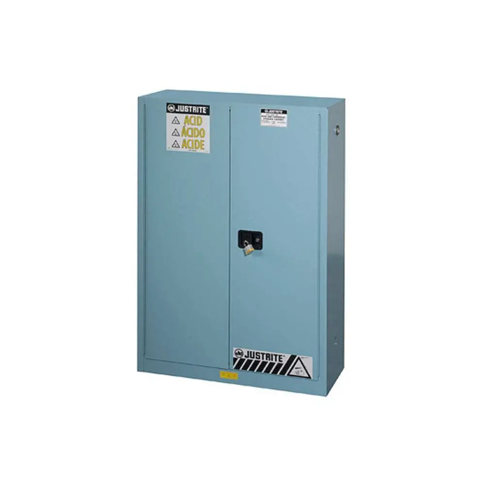 45 Gallon, 2 Shelves, 2 Doors, Self Close, Corrosives/Acid Steel Safety Cabinet, Sure-Grip Ex, Blue - 894522 1