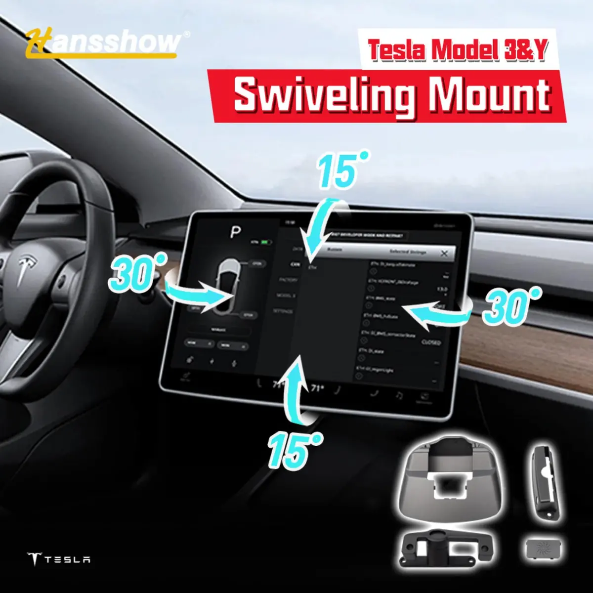 Model 3 And Model Y Console Screen Rotating Swivel Kit 1