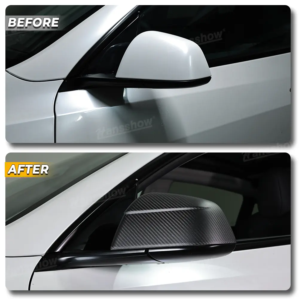 Tesla Model Y Side Mirror Covers Real Carbon Fiber Overlays Inspired By... 2