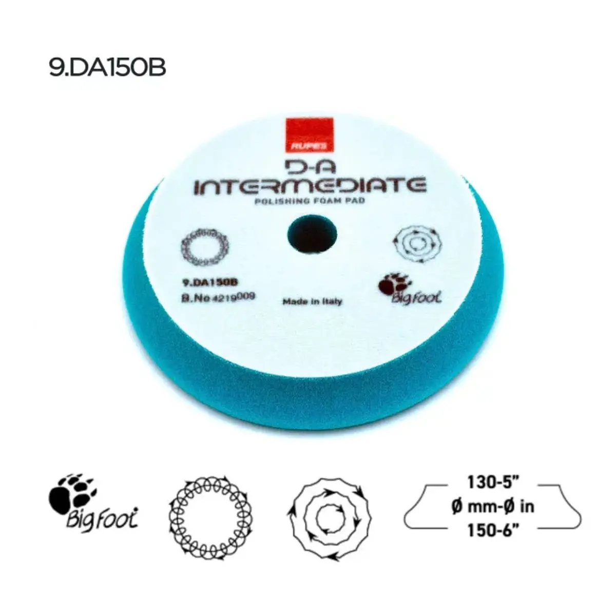 Rupes Da Big Foot Azure Intermediate Foam Pad  - 1.5"/2.5"/3"/5"/6" (*) 4