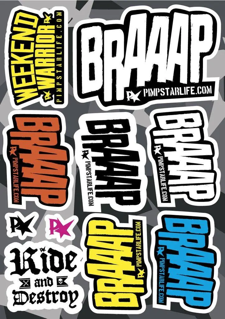 Pimpstar Sticker Sheets - Braap Edition 1