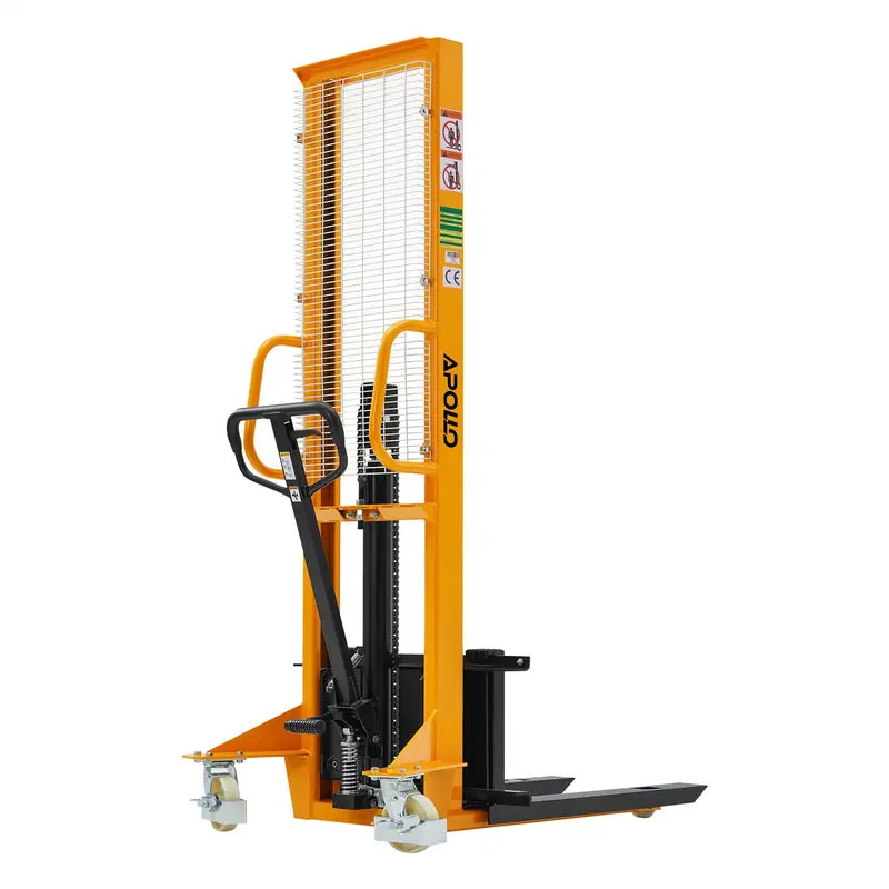 Manual Pallet Stacker Adjustable Forks, 1100-2200 Lbs Capacity, 63" Lift Height 1