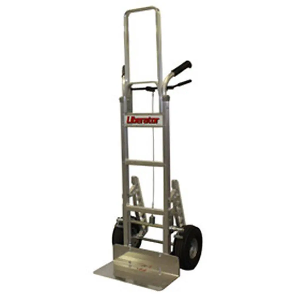 B&P Tread Brake Double Handle Hand Truck W/ Flat Free Wheels 1