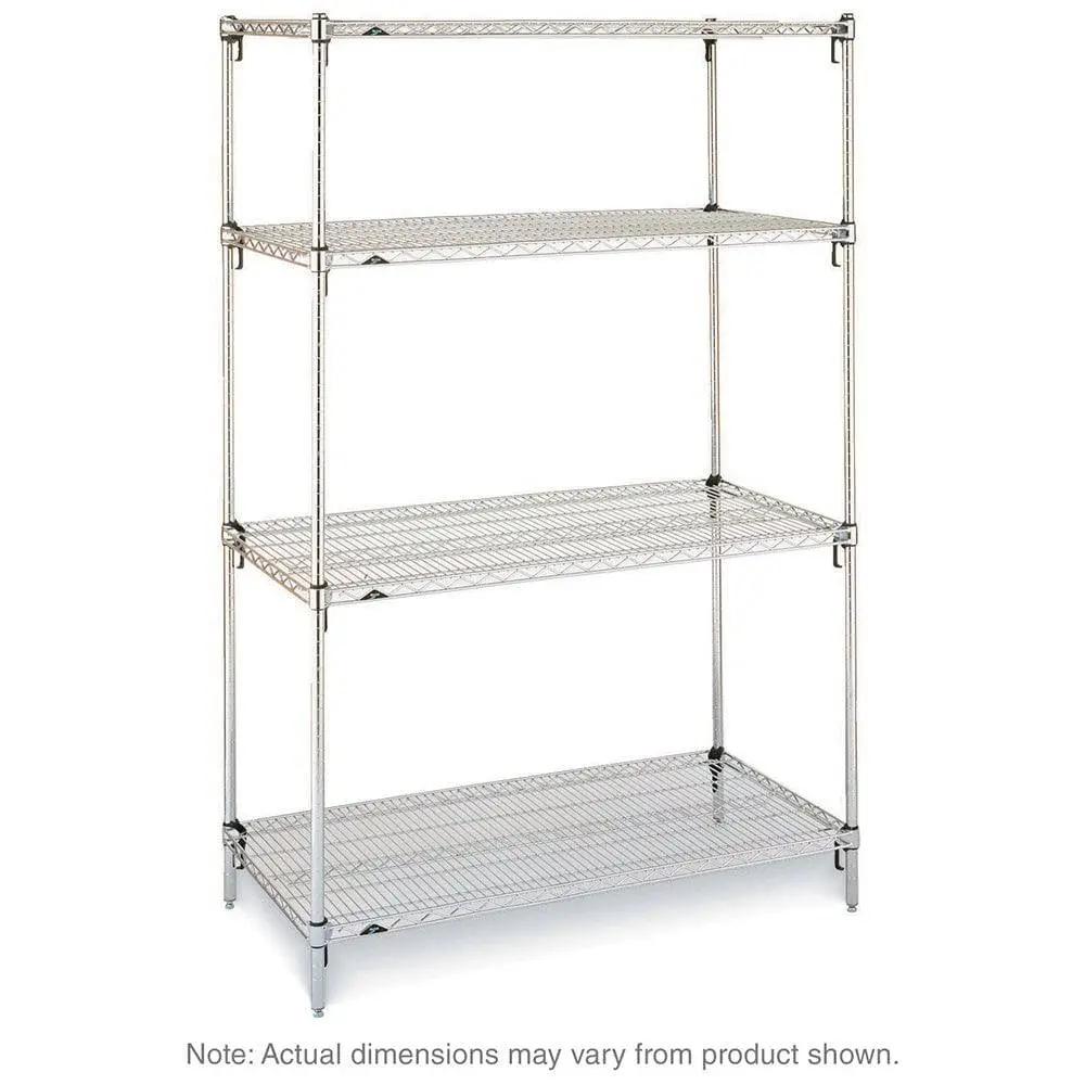 Metro Super Adjustable Super Erecta Industrial Wire Shelving Starter Unit, Chrome 1