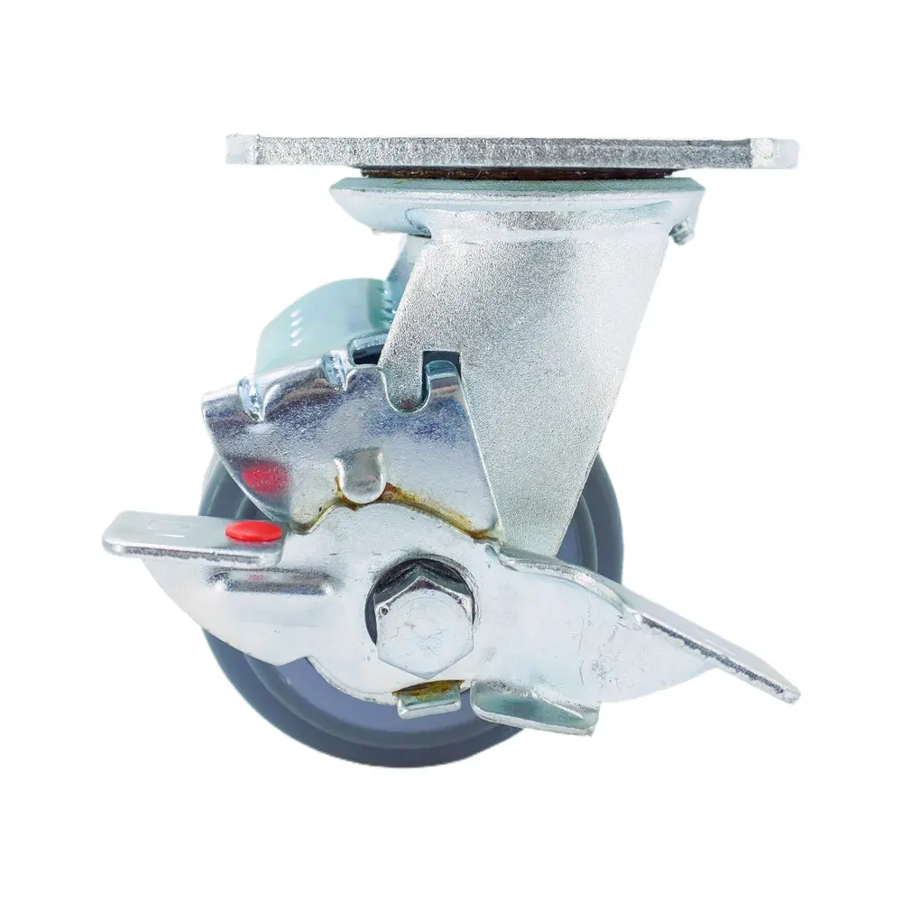 4In X 2In Tpr Swivel Caster With Side Brake - 353 Lbs 1