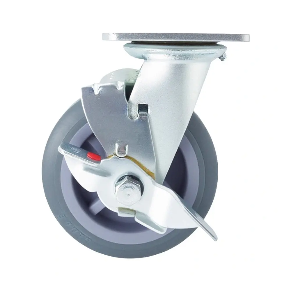 6In X 2In Tpr Swivel Caster With Side Brake - 617 Lbs 1