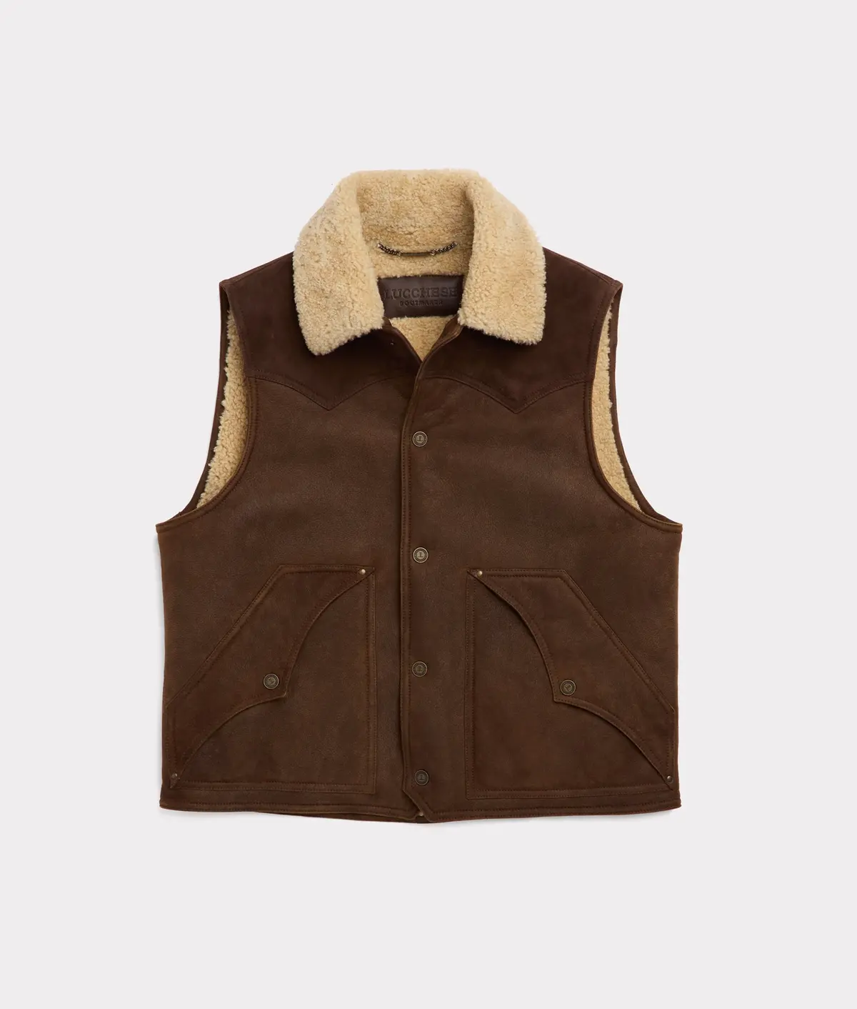 Dustin Yoked Shearling Vest :: Brown 1
