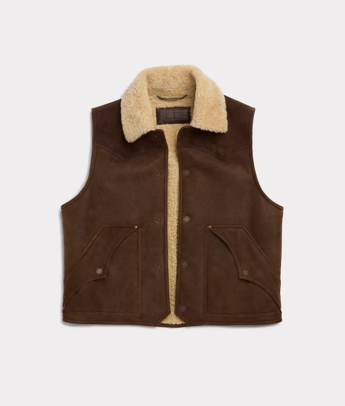 Dustin Yoked Shearling Vest :: Brown 2