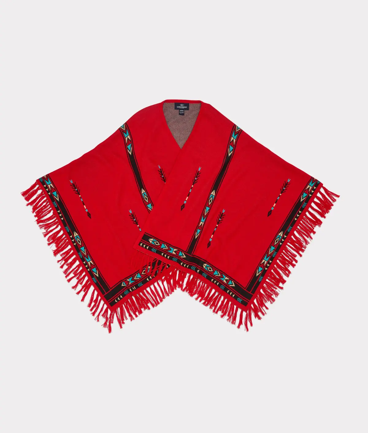 Alpaca Fleece Cape :: Red/Turquoise 1