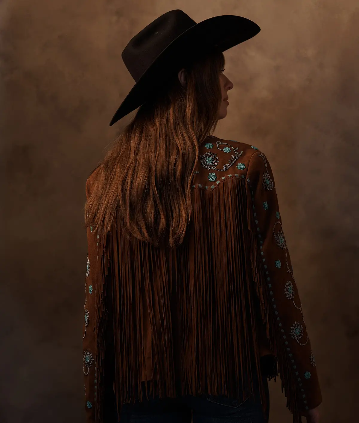 Ellie Beaded Fringe Jacket :: Brown 3