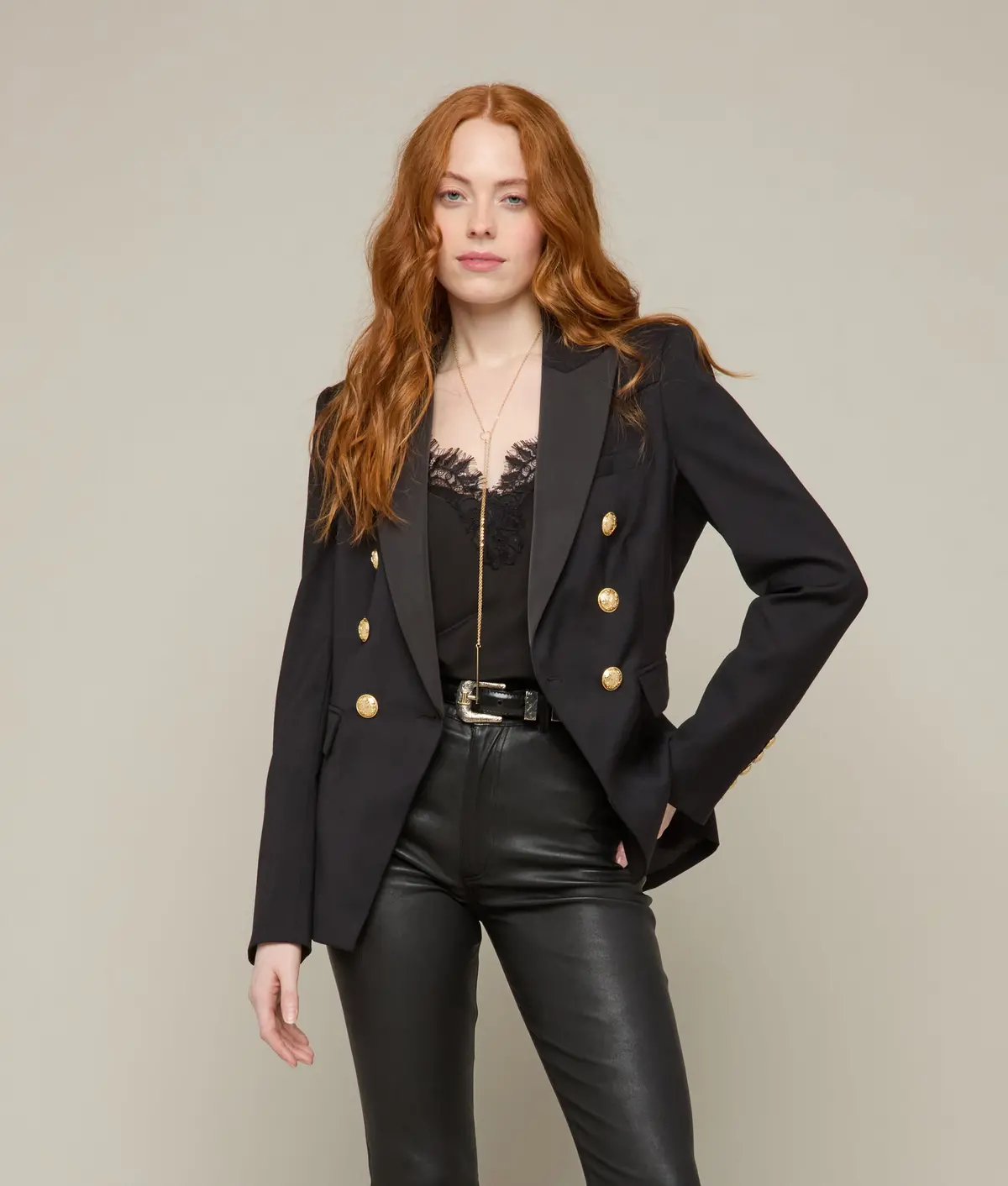 Jackie Western Yoke Blazer :: Black 1