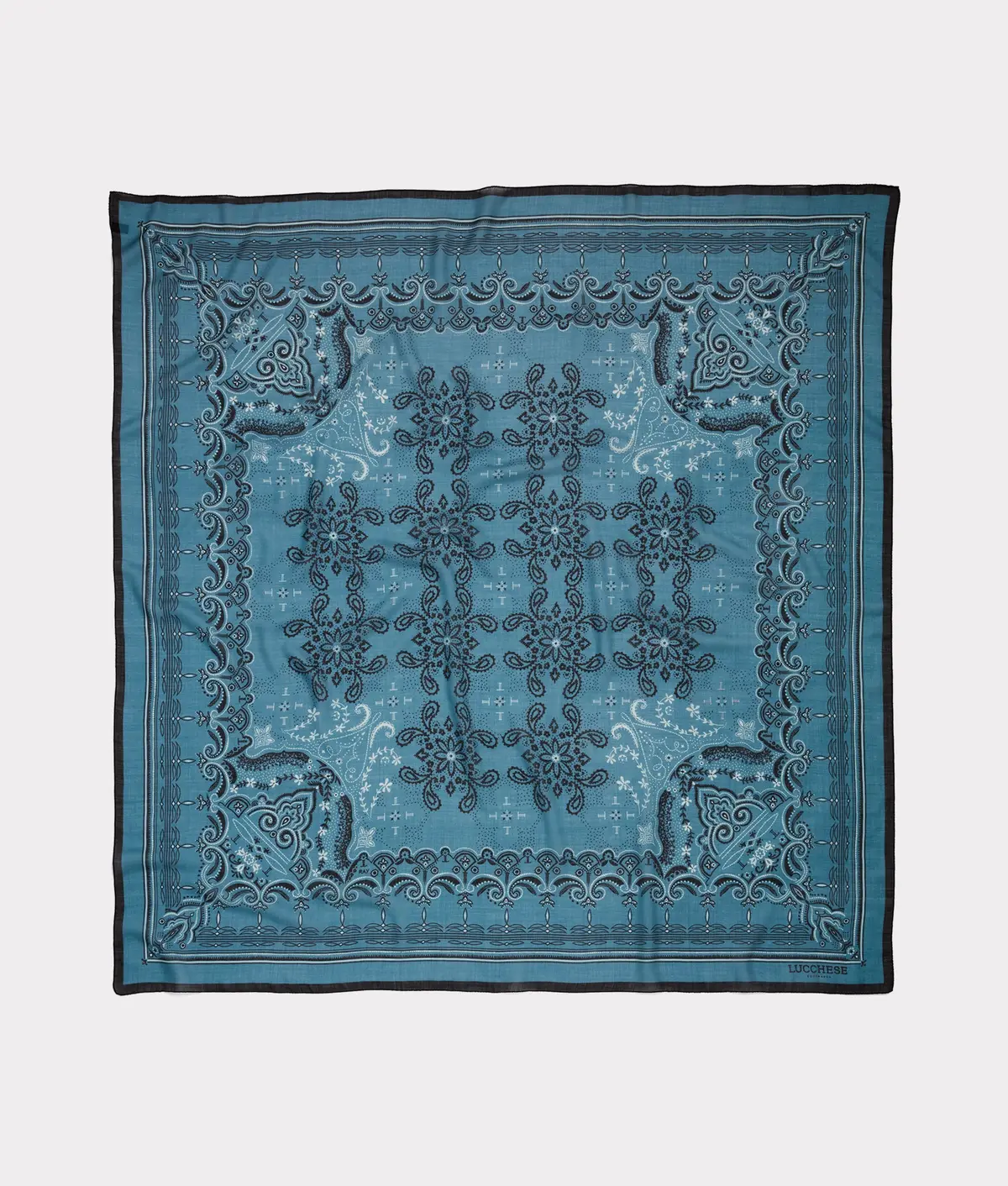 Mirrored L Silk Wool Scarf :: Blue 1