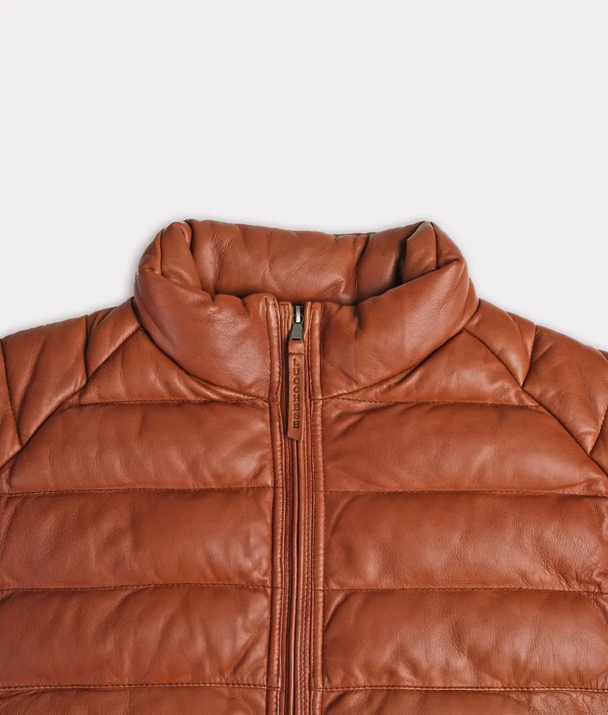 Men's Leather Puffer Vest :: Cognac 3