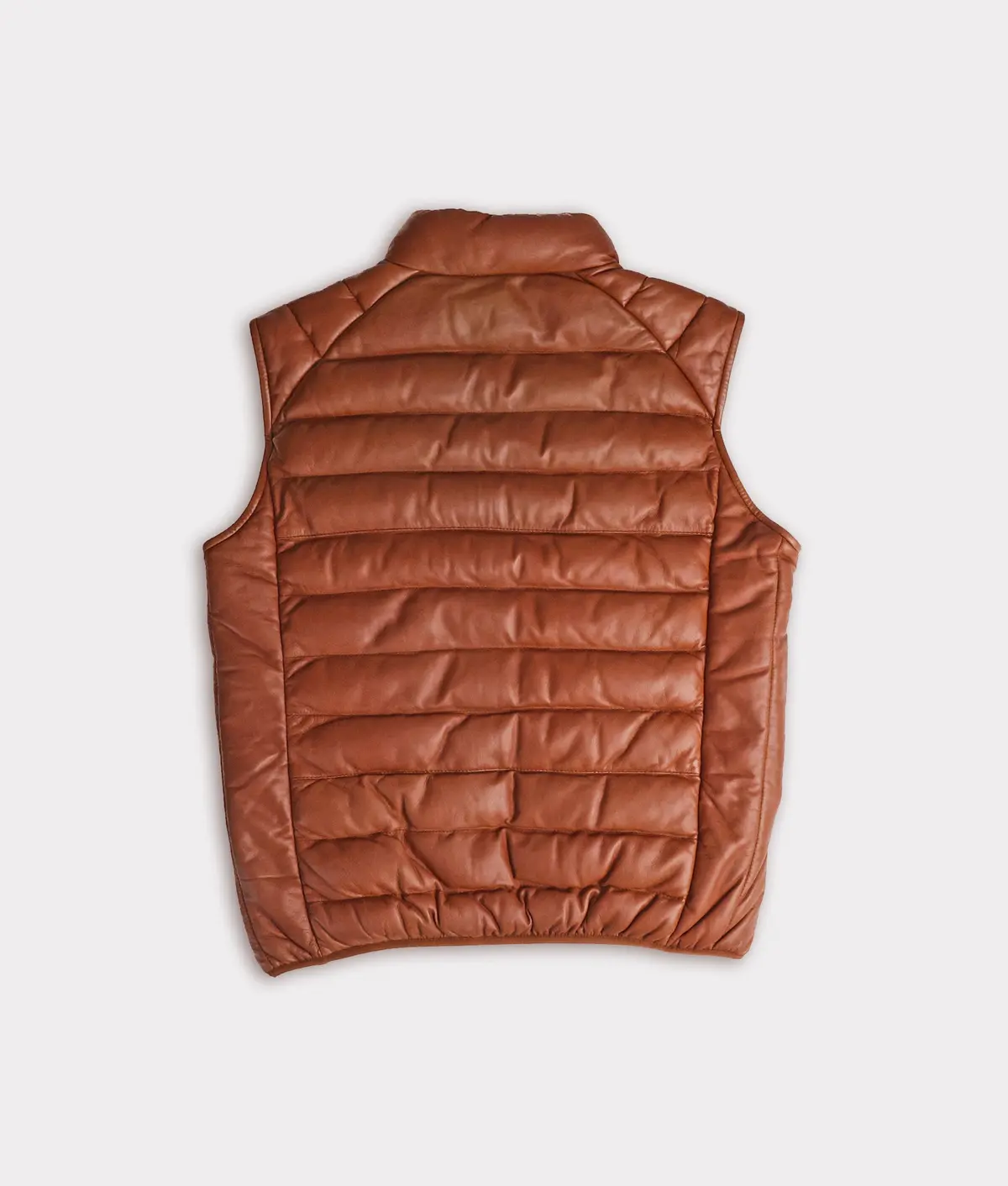 Men's Leather Puffer Vest :: Cognac 2