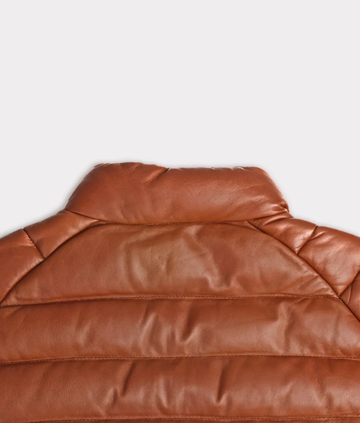 Men's Leather Puffer Vest :: Cognac 4