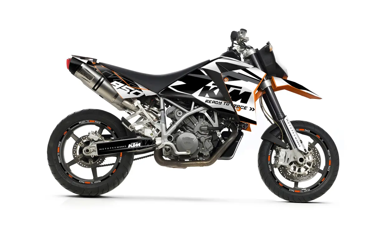 Ktm 950 Sm / Smr Graphics - "Abstrakt" (Black/White) 1