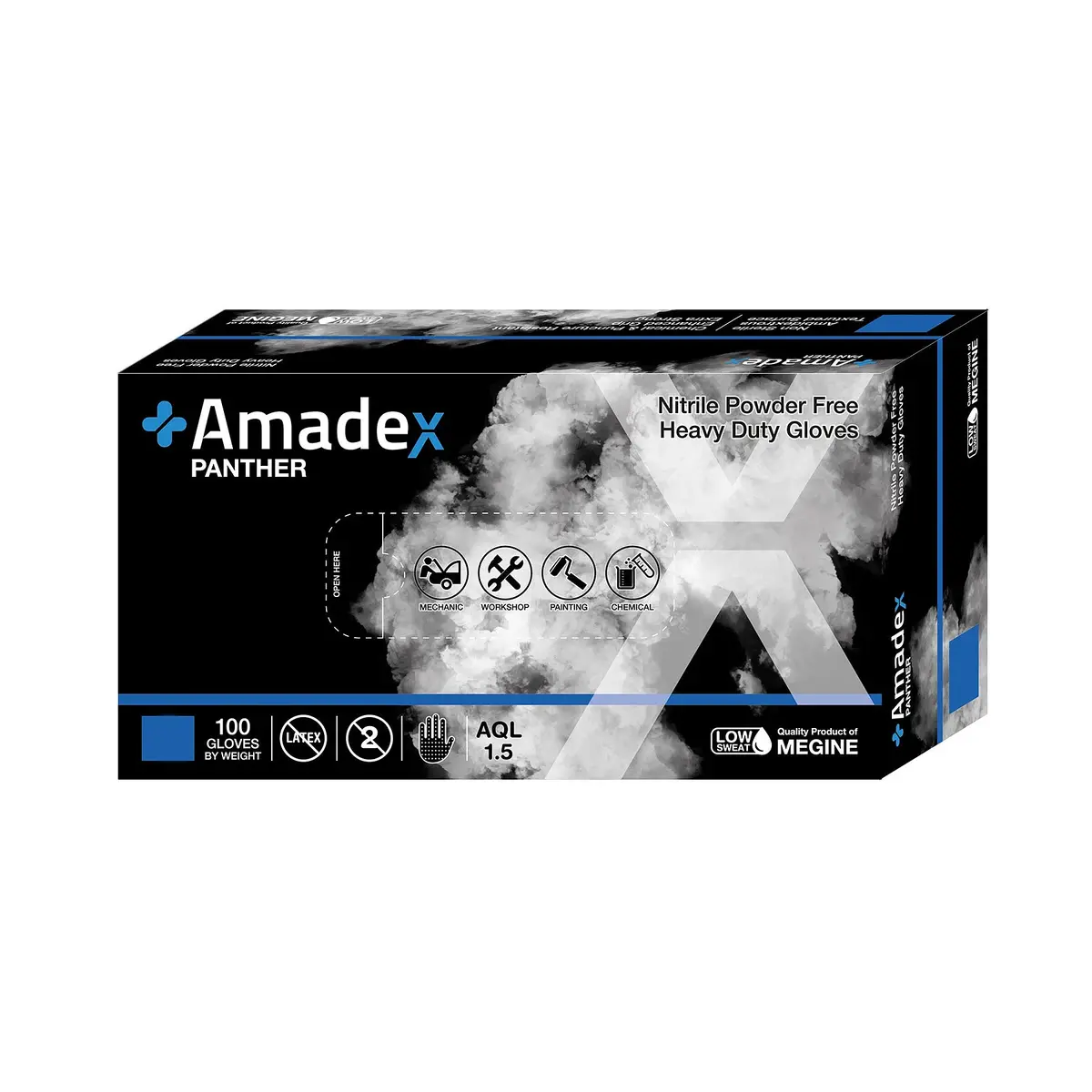 Amadex Panther Premium Heavy Duty Reusable Nitrile Gloves - 100 Pack (M/L/Xl) 1